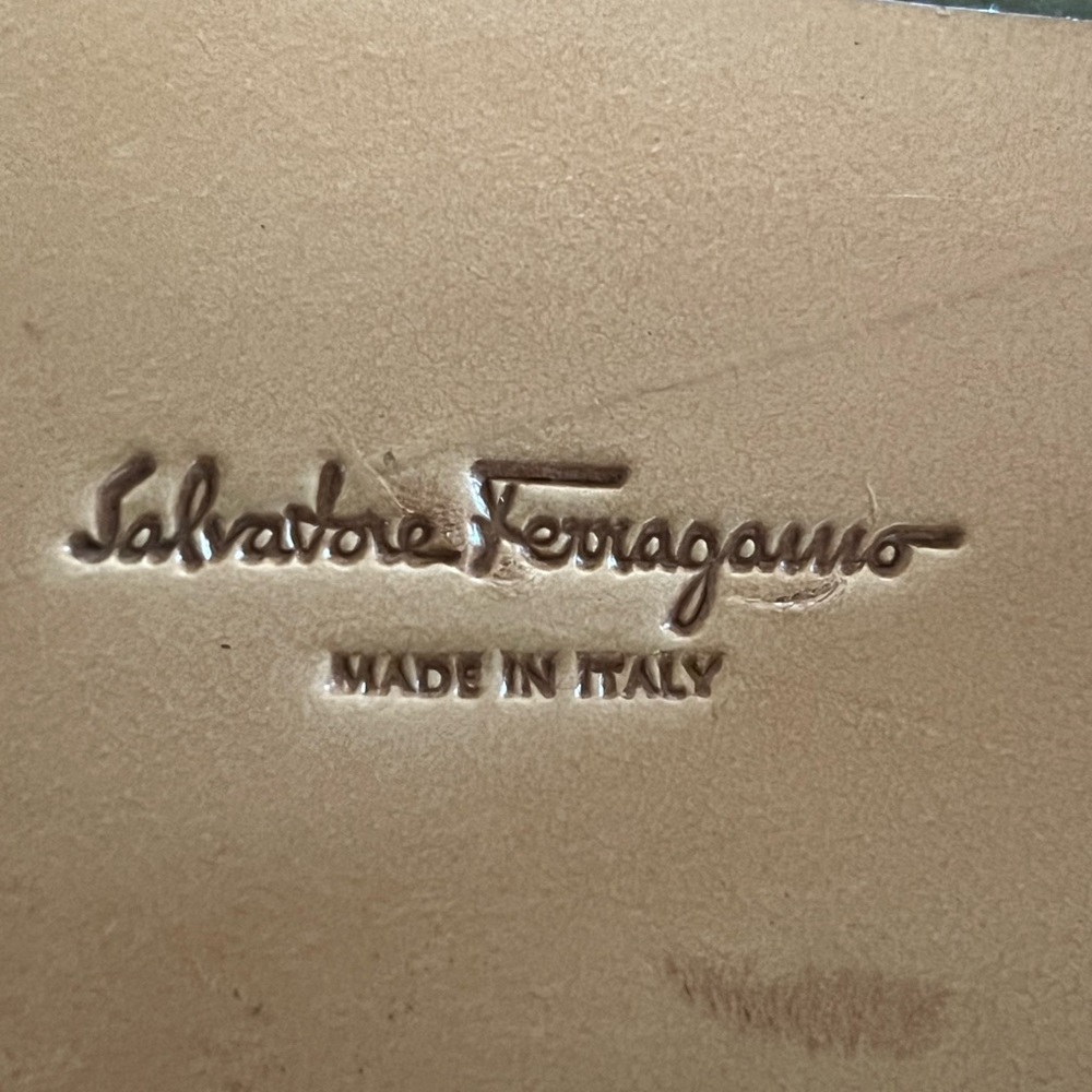 Salvatore Ferragamo Olive Suede Loafers with Silver Accent - Picture 2 of 5